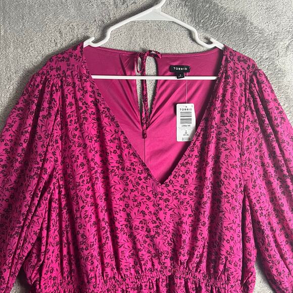 Torrid Mini Chiffon Tiered Babydoll Dress Pink Size 3X New Holiday Party - Picture 8 of 8